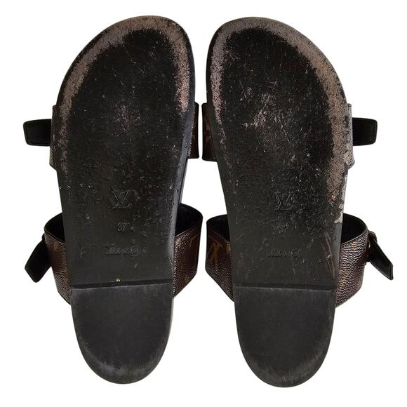Louis Vuitton Bom Dia Slide Flat Sandal Size 37 US 7 LV Monogram Canvas Brown - Picture 11 of 15